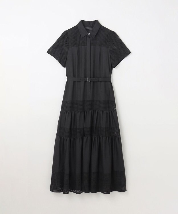 GRACE CONTINENTAL メッシュコンビシャツワンピース ブラック
