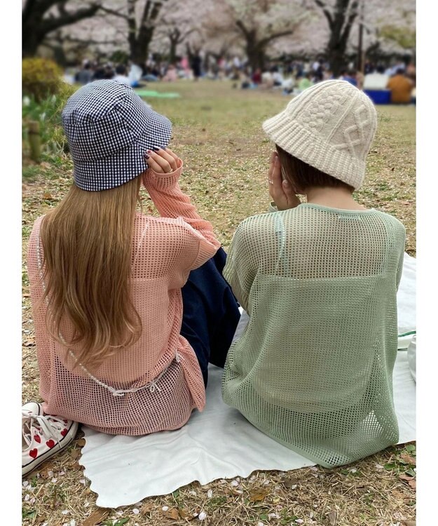 Green Parks ＳＥＴ２点　透かしカーデ＋キャミソール Pink