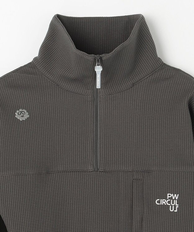PW CIRCULUS 今が旬トップス！【ドライな肌触り / UV遮蔽率98.9% UVカット / ストレッチ】【WOMEN】ワッフルハーフジップ  ゴルフウェア レディース グレー系