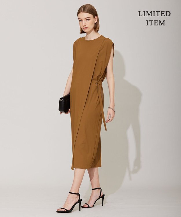 ICB 【接触冷感・UVカット・速乾・洗える】マットスキューバ ストレートワンピース キャメル系