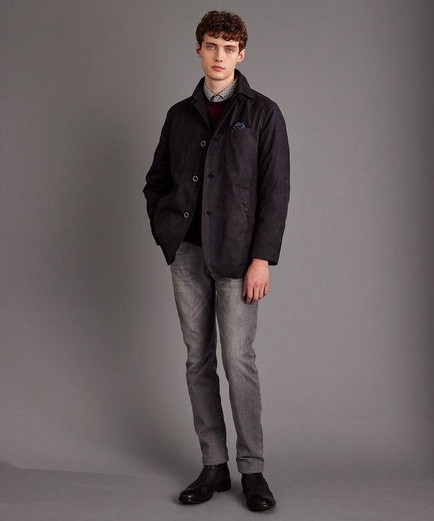 JOSEPH ABBOUD 【キングサイズ・暖か起毛裏地付/ストレッチ】レイヤード デニム パンツ ライトグレー系