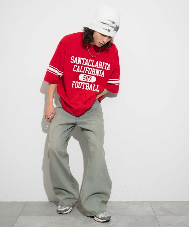 WEGO 【ユニセックス着用ITEM/手洗い可/MLサイズ】フットボールBIG　T（S） レッド