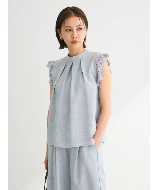 Green Parks ・ＥＬＥＮＣＡＲＥ　ＤＵＥ　リネンライクレースブラウス Gray