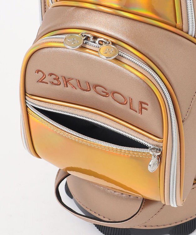 23区GOLF 主役級の華やかさ【UNISEX】ホログラム キャディバッグ 見た目・収納力・機能性抜群 ラウンドに最適！ ベージュ系