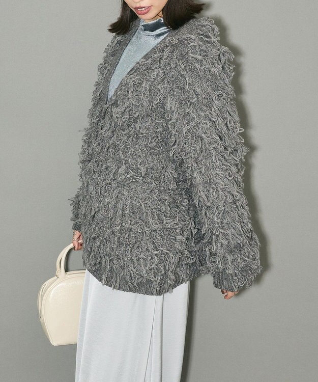 Green Parks フリンジニットカーディガン Gray