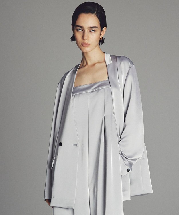 uncrave シャイニーダブルサテン ジャケット シルバーグレー