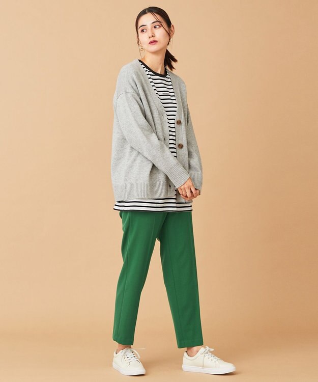 ANY 【洗濯機可】ラムウールVネック カーディガン グレー