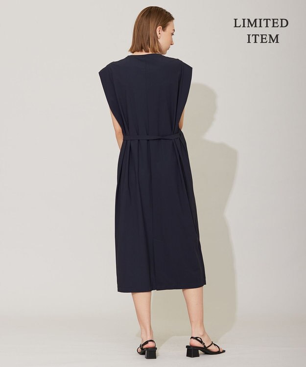 ICB 【接触冷感・UVカット・速乾・洗える】マットスキューバ ストレートワンピース ネイビー系