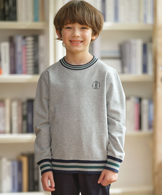 J.PRESS KIDS 【140-170cm】トリコリブコンビボーダー ミニ裏毛 トレーナー グレー系