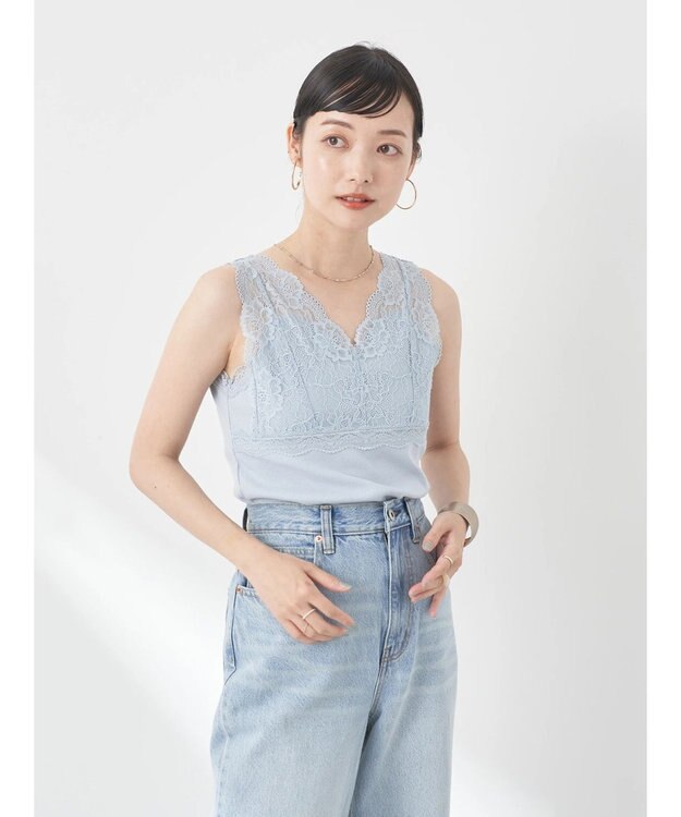 earth music&ecology 前後２ＷＡＹレースタンクトップ Sax