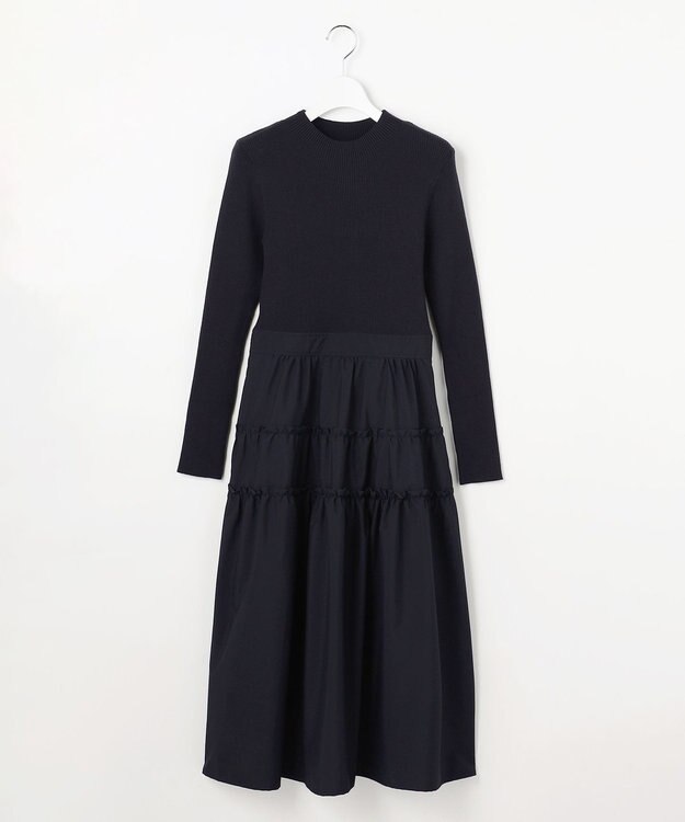 Feroux ティアードスカートドッキング ワンピース ネイビー系