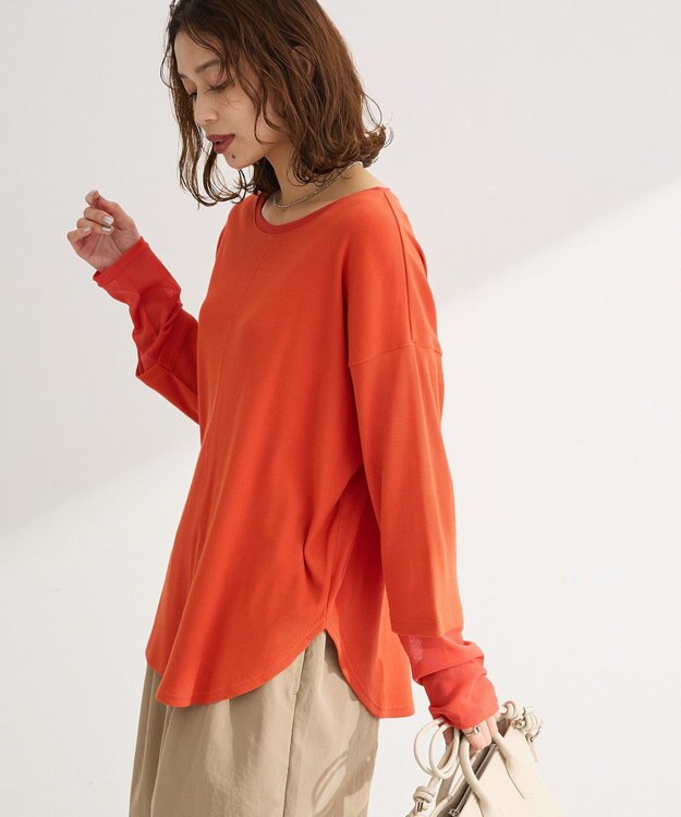 Green Parks 袖チュールリブプルオーバー Orange
