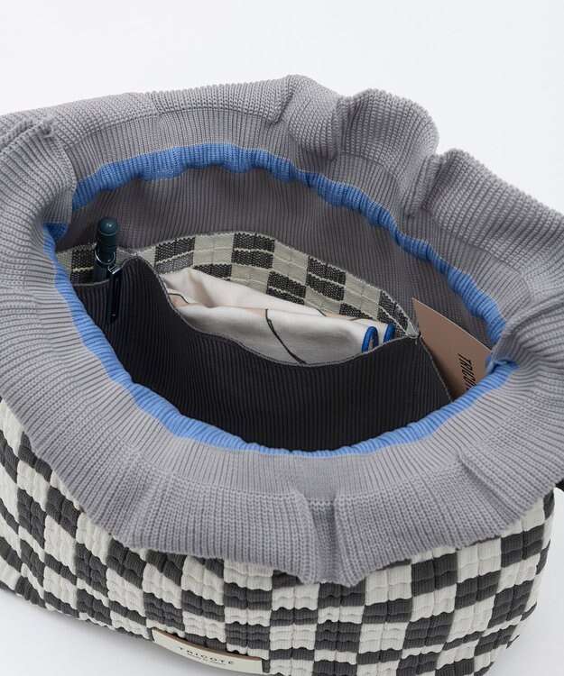 TRICOTE チェッカー巾着ポーチショルダー 95GRAY