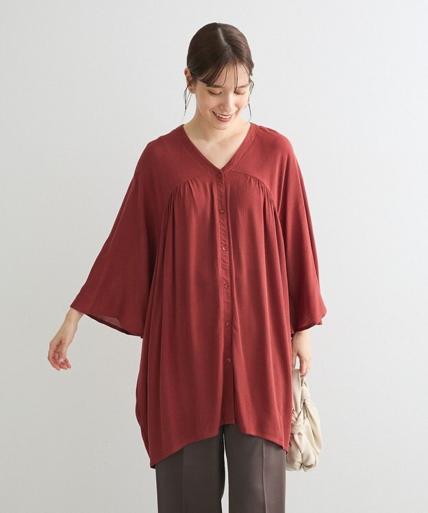 Green Parks クレープチュニック Brick Red