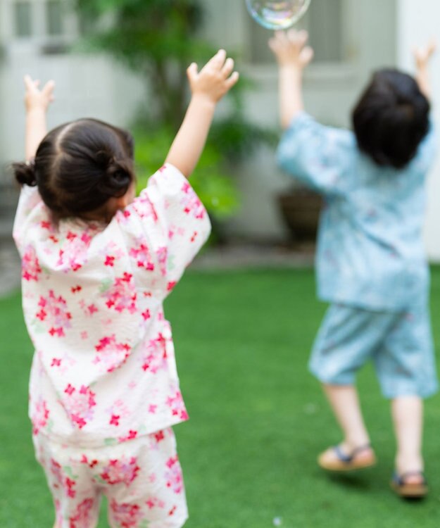 MIKI HOUSE HOT BISCUITS 【ミキハウス】【80-150cm】 アジサイ柄甚平スーツ 白