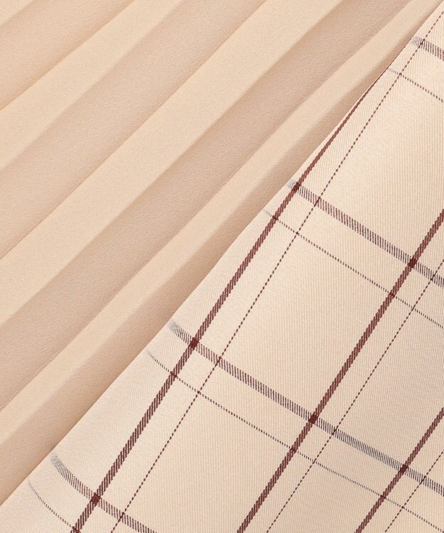 Feroux 【洗える】プリーツコンビチェック スカート ベージュ系3