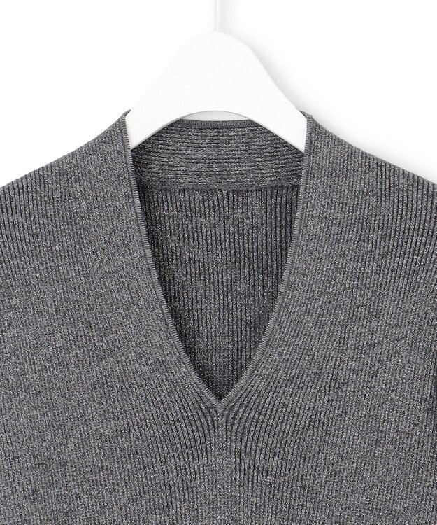 ICB 【洗える】エクストラファインメリノ Vネックプルオーバー グレーラメ系