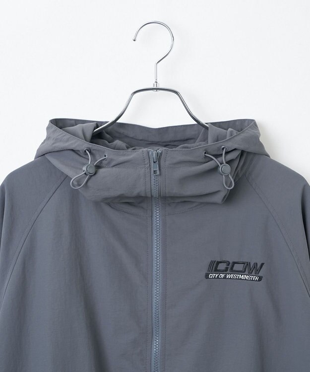 WEGO ナイロンフードシェルブルゾン ダークグレー