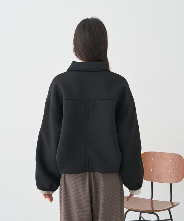 earth music&ecology ダンボールニットZIPブルゾン Black