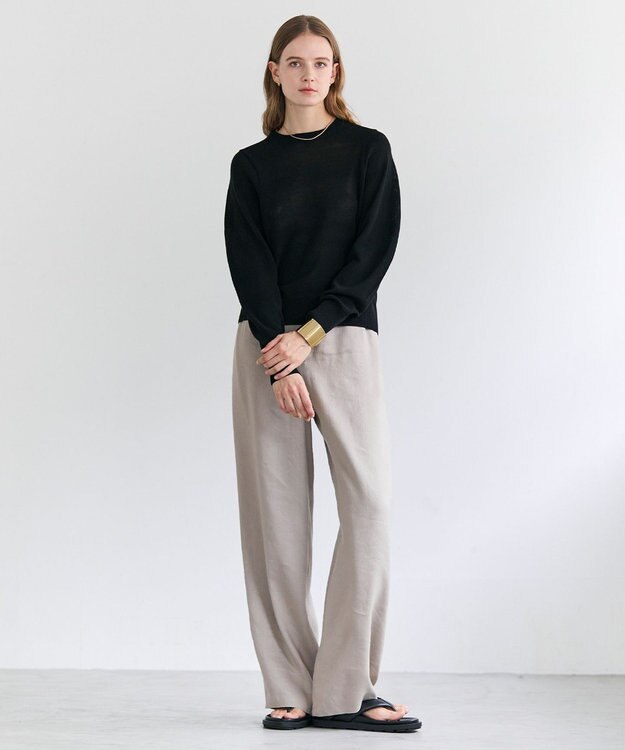 BEIGE， ARSENOPY / コットンドライタッチクルーネックニット Black