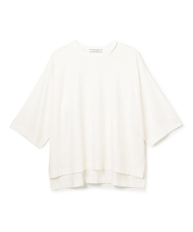 BEIGE， 【洗える・GLOW ８月号掲載】S.BABILA / スリットネックオーバーサイズTシャツ Ecru