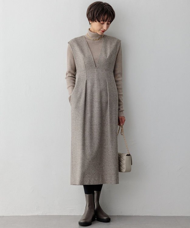 23区 【Oggi1月号/CLASSY.11月号掲載】ウーステッドウール リブタートルネック ニット ベージュ系