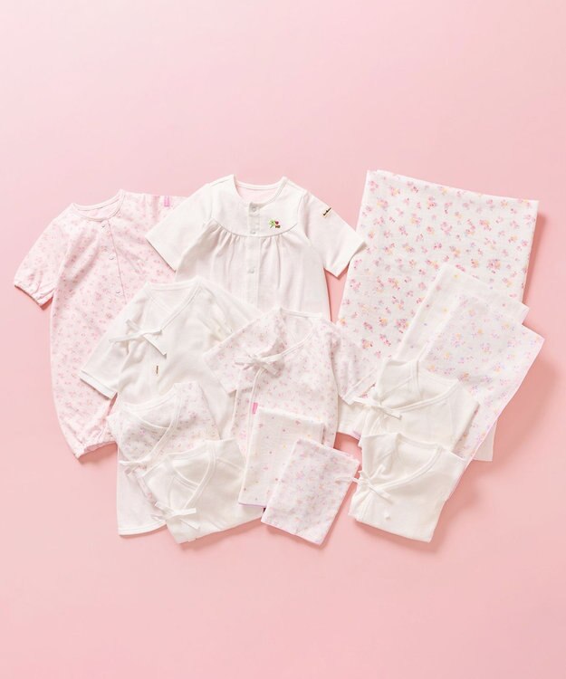 MIKI HOUSE HOT BISCUITS 出産準備スタンダードセット 春夏用(総柄) ピンク