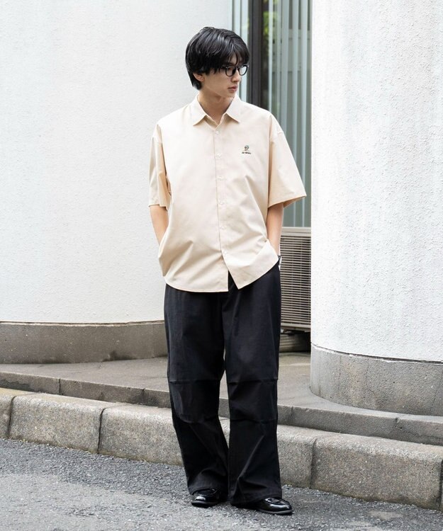 WEGO 【シワになりにくい】イージーケアオックスフォードワンポイントシャツ（S） ベージュ