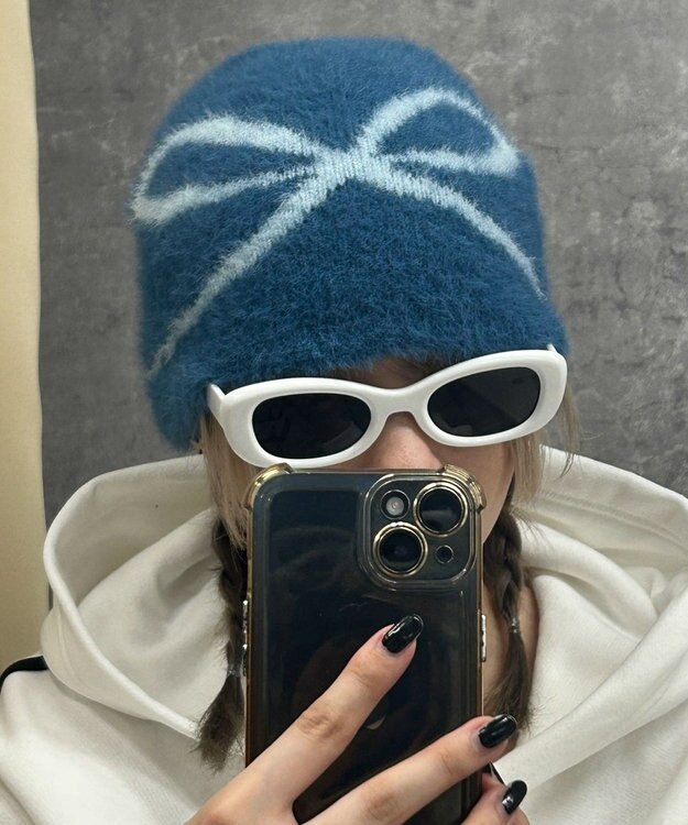 WEGO シャギーリボンニットワッチ ブルー