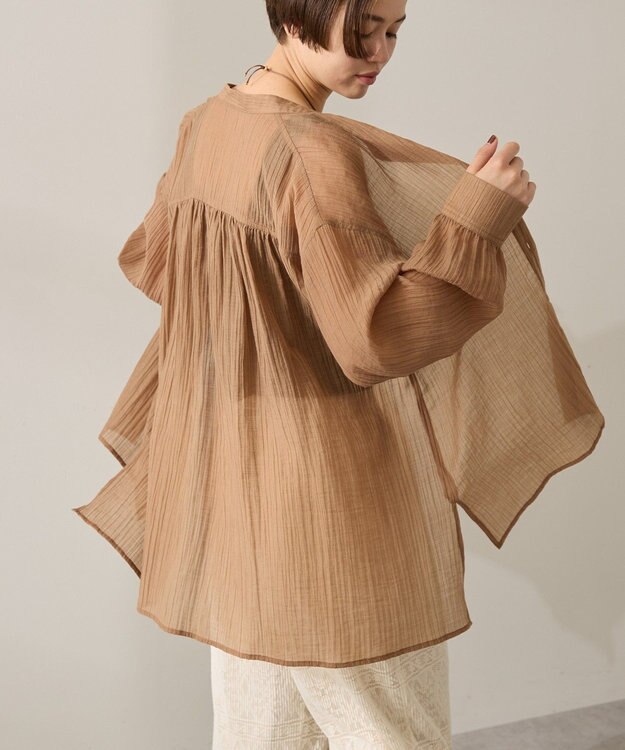 AMERICAN HOLIC 楊柳シアーバンドカラーシャツ Mocha