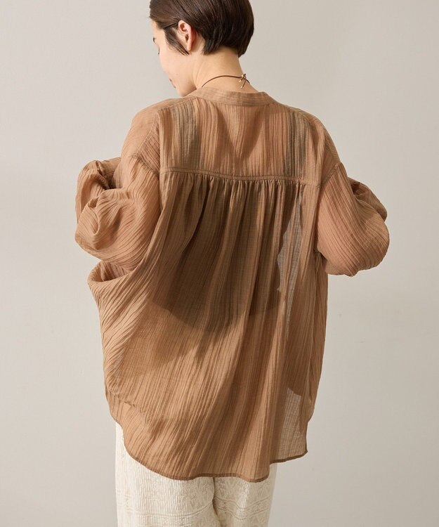 AMERICAN HOLIC 楊柳シアーバンドカラーシャツ Mocha