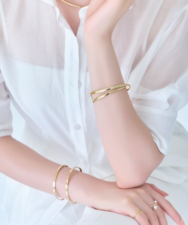 Phoebe 【金属アレルギー対応】ツインカレントカフバングル　ゴールド/ニッケルフリー ゴールド