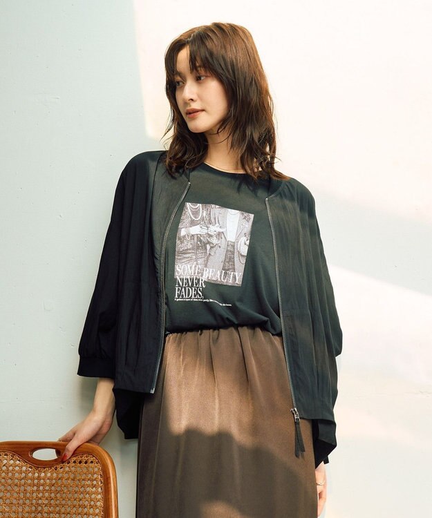 YECCA VECCA 【UVカット/接触冷感/遮熱】COOL5分袖MA-1 Charcoal Gray