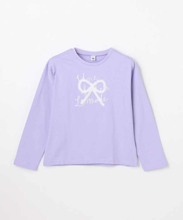 ANY KIDS 【綿100%】リボンアソート 長袖Tシャツ ラベンダー