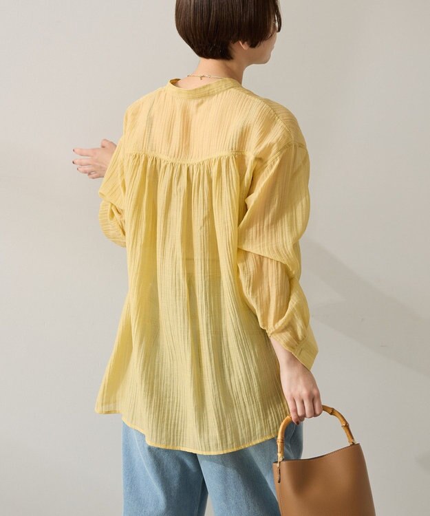 AMERICAN HOLIC 楊柳シアーバンドカラーシャツ Mustard
