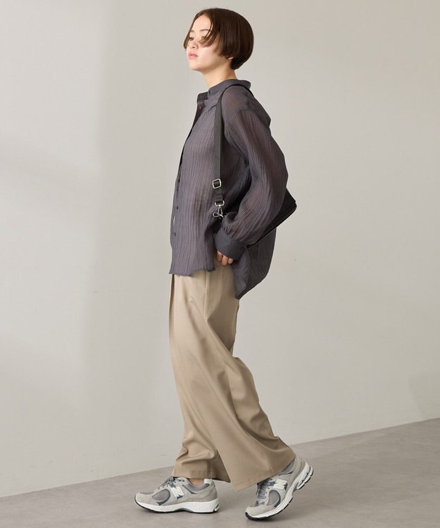 AMERICAN HOLIC 楊柳シアーバンドカラーシャツ Charcoal Gray