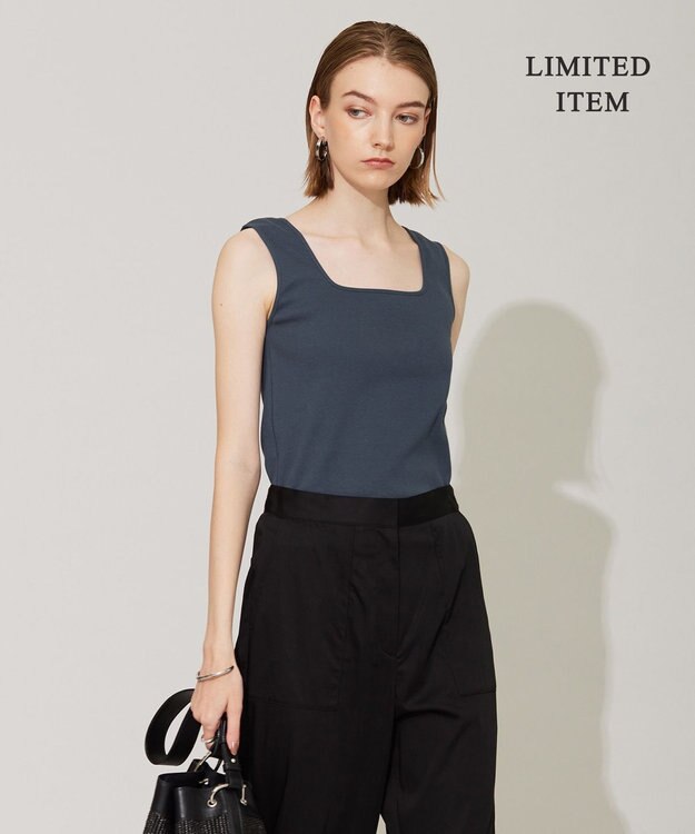 ICB L 【WEB限定・洗える】 ブロードステッチリブ タンクトップ ダルブルー系