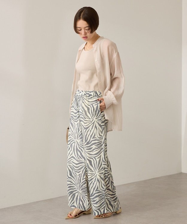 AMERICAN HOLIC 楊柳シアーバンドカラーシャツ Ecru