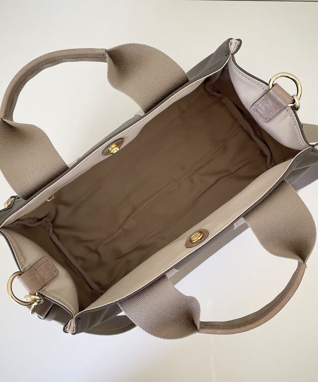 Hekhèr Le Style de Vie 新色追加【日本製 / 2WAY】PUコートコットンキャンバス トートバッグ medium グレージュ