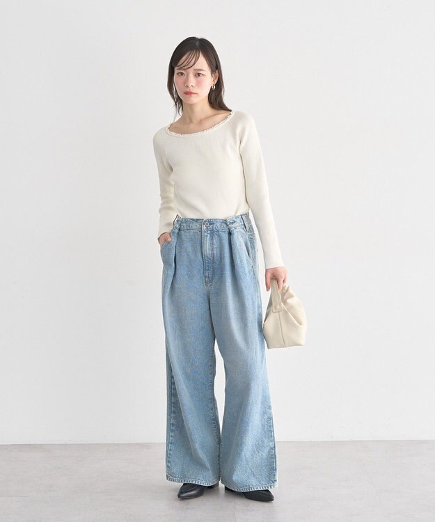 earth music&ecology ポケットレースデニムパンツ Light Indigo