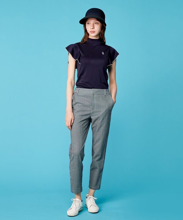 23区GOLF 【WOMEN】【吸水速乾】フレアスリーブ モックネックシャツ ネイビー系