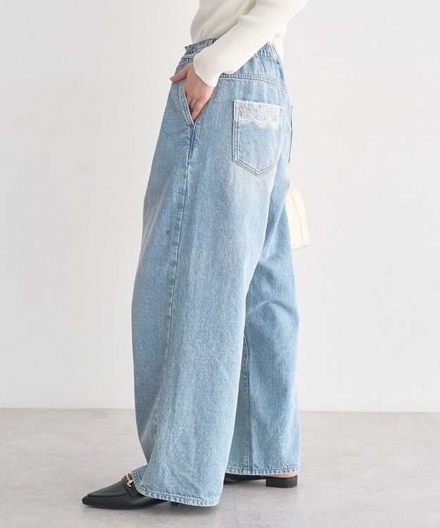 earth music&ecology ポケットレースデニムパンツ Light Indigo