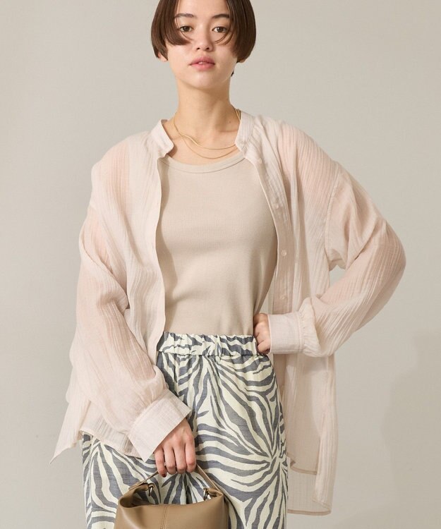 AMERICAN HOLIC 楊柳シアーバンドカラーシャツ Ecru