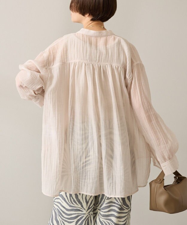 AMERICAN HOLIC 楊柳シアーバンドカラーシャツ Ecru