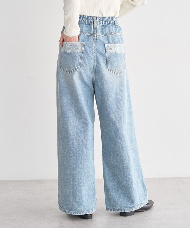 earth music&ecology ポケットレースデニムパンツ Light Indigo