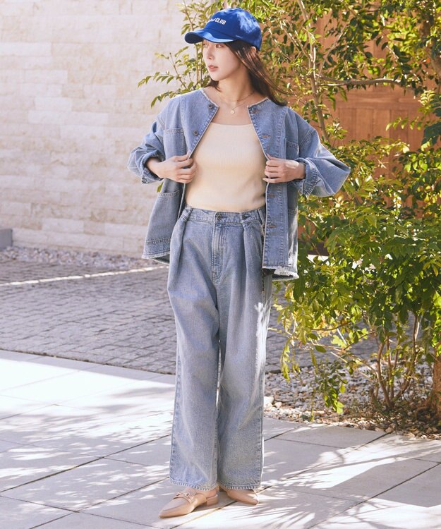 earth music&ecology ポケットレースデニムパンツ Light Indigo