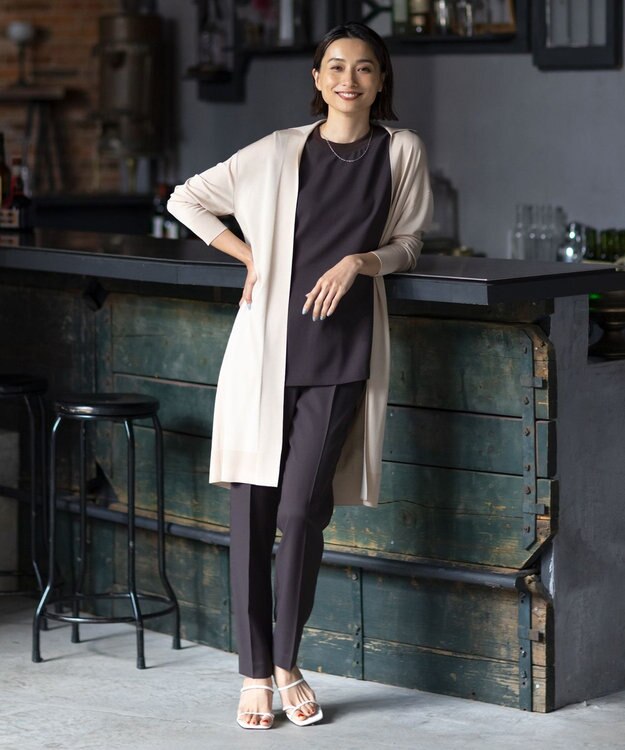 ICB L 【新色追加・洗える】 FluidBackSatin ドロストパンツ ダークブラウン系