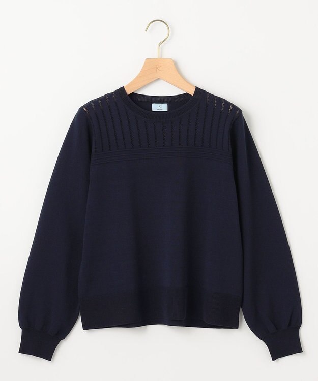 組曲 S 透かし柄 ニットプルオーバー ネイビー系