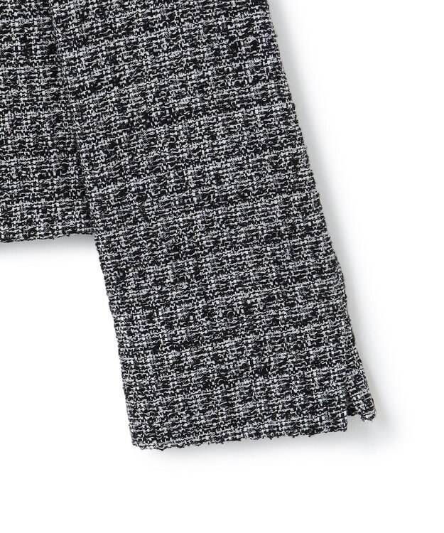 23区 【セットアップ対応】シャインツイードストレッチ ノーカラー ジャケット ブラック系2