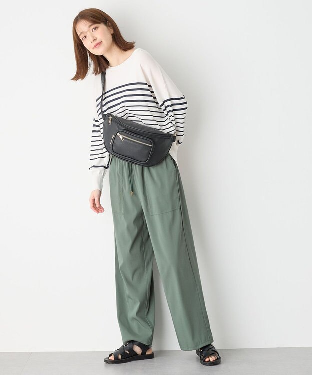 ANY L ゆるチュニックニット エクリュ×ネイビー